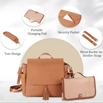 HAHASOLE Leather Diaper Bag Backpack for Stylish Parents