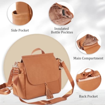 HAHASOLE Leather Diaper Bag Backpack for Stylish Parents