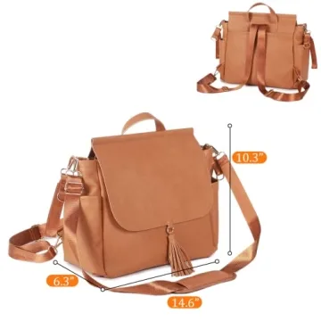 HAHASOLE Leather Diaper Bag Backpack for Stylish Parents