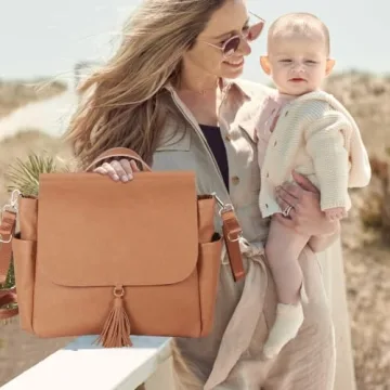 HAHASOLE Leather Diaper Bag Backpack for Stylish Parents