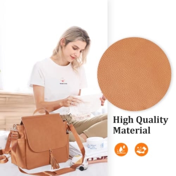 HAHASOLE Leather Diaper Bag Backpack for Stylish Parents