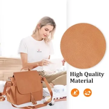 HAHASOLE Leather Diaper Bag Backpack for Stylish Parents