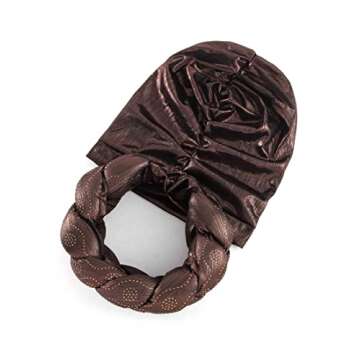 Woeoe African Turban Head Wrap Brown Braid Beanie Cap Headwear Crystals Twisted Head Turbans for Wom...