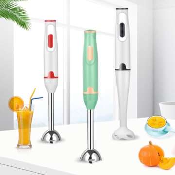 JIEQIJIAJU Electric Potato Masher, Hand Blender Vegetable Chopper 3-in-1 Set Multiple Puree and Whisks Immersion Mixer Tool Perfect Blends and Purees for Baby Food, Vegetables and Potatoes Soup Maker