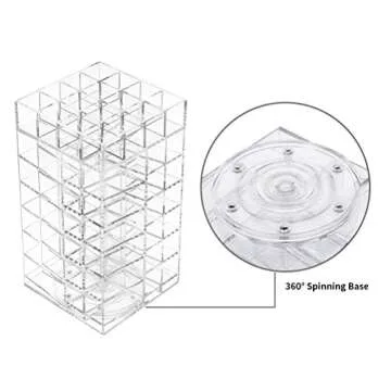 HBlife Acrylic Rotating Lipstick Holder for 64 Lipsticks