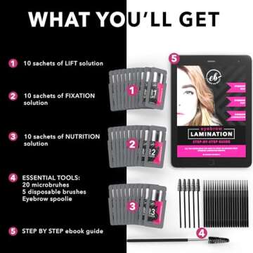 Professional Brow Lamination Kit | Eyebrow Lamination Kit for Professional or DIY Use at Home | Easy to Use | Brows Brushes Added