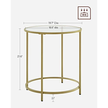 Chic VASAGLE Round Side Table with Stylish Glass Top