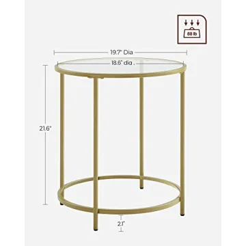 Chic VASAGLE Round Side Table with Stylish Glass Top