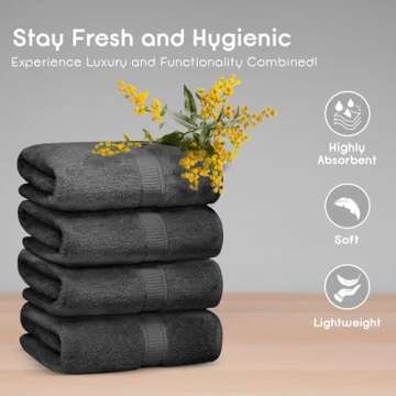 Ariv Towels 4-Piece Large Premium Bath Towels Set - Suitable for Sensitive Skin & Daily Use - Soft, ...