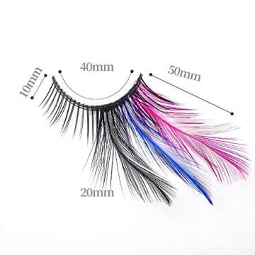Colorful Rainbow Feather Eyelashes for Bold Costumes