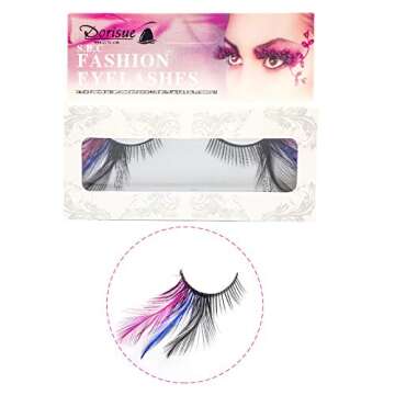Colorful Rainbow Feather Eyelashes for Bold Costumes