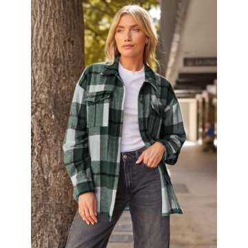 AUTOMET Womens Fall Outfits Fashion Clothes Shackets Flannel Plaid Button Down Long Sleeve Shirts Ja...