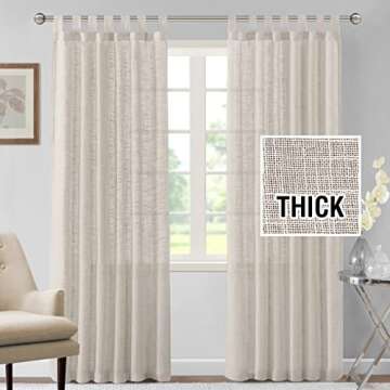 H.VERSAILTEX Linen Curtains Natural Linen Blended Curtains for Living Room Burlap Linen Textured Cur...