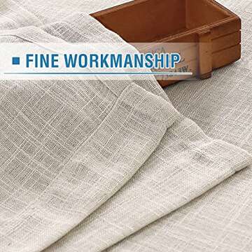 H.VERSAILTEX Linen Curtains Natural Linen Blended Curtains for Living Room Burlap Linen Textured Curtains Tab Top Curtains Energy Efficient Light Filtering Curtains (Set of 2, 52" x 84", Natural)