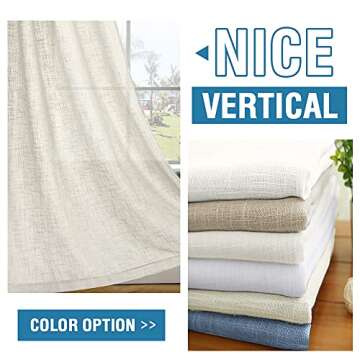 H.VERSAILTEX Linen Curtains Natural Linen Blended Curtains for Living Room Burlap Linen Textured Curtains Tab Top Curtains Energy Efficient Light Filtering Curtains (Set of 2, 52" x 84", Natural)