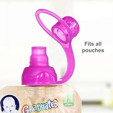 ChooMee SoftSip Food Pouch Top | Baby Led Weaning | No Spill Flow Control Valve, Protects Childs Mouth, 100% Silicone, BPA Free | 2CT