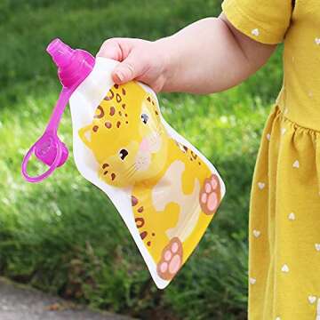 ChooMee SoftSip Food Pouch Top | Baby Led Weaning | No Spill Flow Control Valve, Protects Childs Mouth, 100% Silicone, BPA Free | 2CT