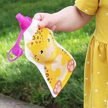 ChooMee SoftSip Food Pouch Top | Baby Led Weaning | No Spill Flow Control Valve, Protects Childs Mouth, 100% Silicone, BPA Free | 2CT