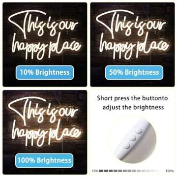 NOSUN This is Our Happy Place Neon Sign Happy Place Neon Signs for Wall Decor Dimmable Warm White LED Signs for Bedroom Classroom Man Cave Home Bar Birthday Party Game Zone Decor Neon Classroom Sign