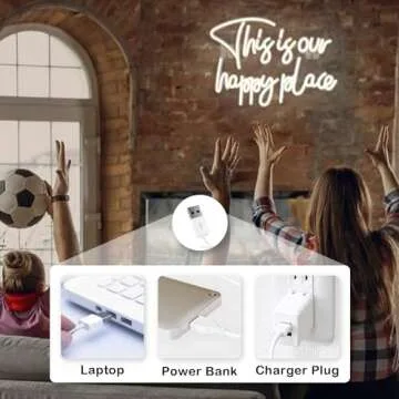 NOSUN This is Our Happy Place Neon Sign Happy Place Neon Signs for Wall Decor Dimmable Warm White LED Signs for Bedroom Classroom Man Cave Home Bar Birthday Party Game Zone Decor Neon Classroom Sign