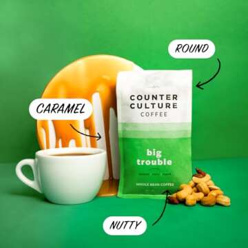 Counter Culture Coffee Big Trouble - Medium Roast, Sustainably Sourced, Kosher, Whole Bean Coffee - Nutty, Caramel, and Chocolate Flavors - 12oz (2 Bags)