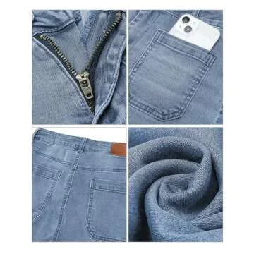 luvamia Wide Leg Jeans for Women Trendy High Waisted Flare Jeans Cropped Denim Pants Stretchy Baggy with Patch Pockets Cropped Wide Leg Jeans for Women Casual Outfits for Women Blue Tides Size 2