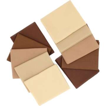 Choice Fabrics Supreme Solids - Fat Quarter Bundle (10 Pack) - Premium 100% Cotton Quilting Fabric (Shades of Brown)