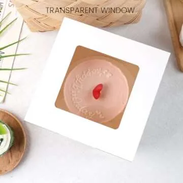 TOXOY 9PCS White Cookie Boxes, 6"x6"x5" Cake Container with Window Treat Boxes with Stickers for Holiday Gatherings Birthday Wedding Bakery Stores