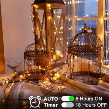 2 Pack String Lights Battery Operated, Total 46ft 140 LED Christmas Lights with Timer 8 Modes Twinkl...