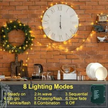 2 Pack String Lights Battery Operated, Total 46ft 140 LED Christmas Lights with Timer 8 Modes Twinkle Fairy String Lights for Indoor Outdoor Wedding Garland Xmas Tree Decoration (Warm White)