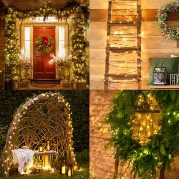 2 Pack String Lights Battery Operated, Total 46ft 140 LED Christmas Lights with Timer 8 Modes Twinkle Fairy String Lights for Indoor Outdoor Wedding Garland Xmas Tree Decoration (Warm White)