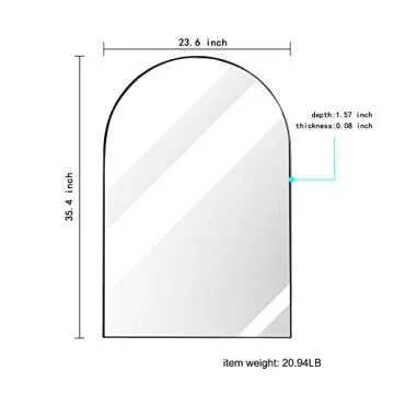 ELEHUME Arched Wall Mirror for Decor 23.6"*35.4", 24.2lb, Modern Black Framed Wall Mirror for Living Room Bathroom Bedroom Entryway