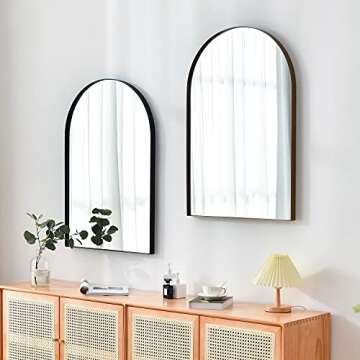ELEHUME Arched Wall Mirror for Decor 23.6"*35.4", 24.2lb, Modern Black Framed Wall Mirror for Living Room Bathroom Bedroom Entryway