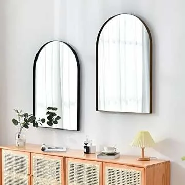 ELEHUME Arched Wall Mirror for Decor 23.6"*35.4", 24.2lb, Modern Black Framed Wall Mirror for Living Room Bathroom Bedroom Entryway
