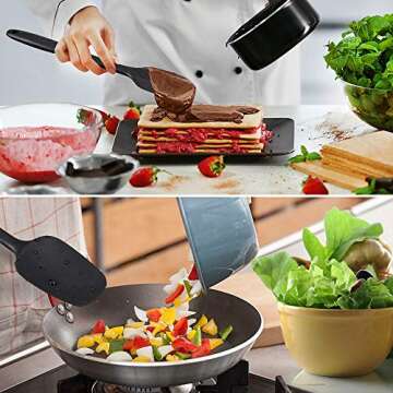 Rubber Spatula Set Heat Resistant bpa Free, Not Fade and No Taste Silicone Cooking Utensils, Dishwasher Safe black Silicone Spatula Baking.