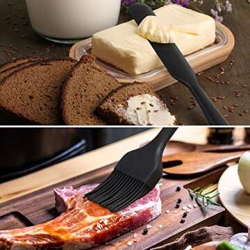 Rubber Spatula Set Heat Resistant bpa Free, Not Fade and No Taste Silicone Cooking Utensils, Dishwasher Safe black Silicone Spatula Baking.