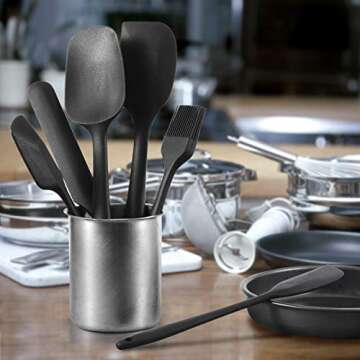 Rubber Spatula Set Heat Resistant bpa Free, Not Fade and No Taste Silicone Cooking Utensils, Dishwasher Safe black Silicone Spatula Baking.