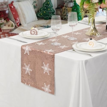 TRLYC Christmas Table Runner 12x72 Snowflake Design