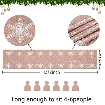 TRLYC Christmas Table Runner 12x72 Snowflake Design