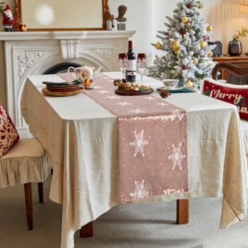 TRLYC Christmas Table Runner 12x72 Snowflake Design
