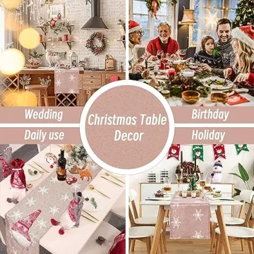TRLYC Christmas Table Runner 12x72 Snowflake Design