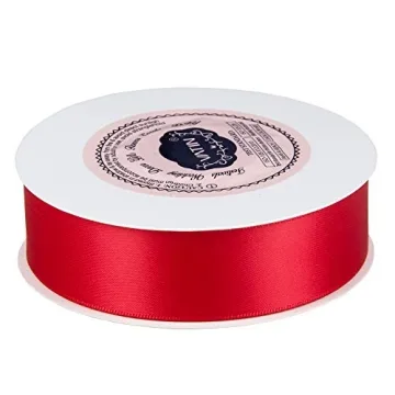 VATIN Double Face Hot Red Satin Ribbon - 1" x 25 Yards