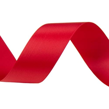 VATIN Double Face Hot Red Satin Ribbon - 1" x 25 Yards
