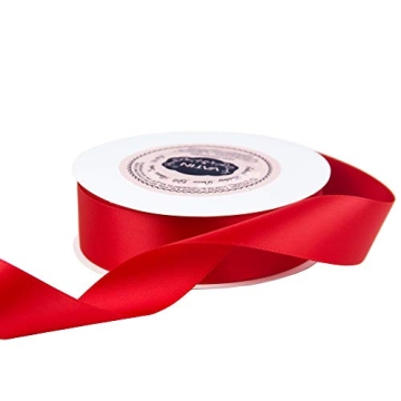VATIN Double Face Hot Red Satin Ribbon - 1" x 25 Yards