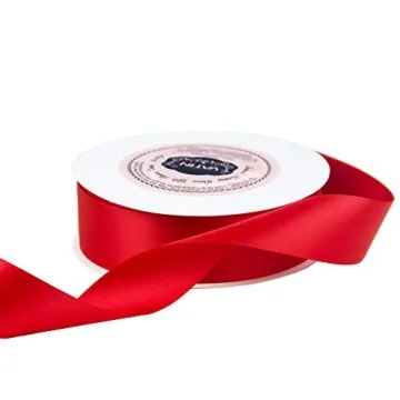 VATIN Double Face Hot Red Satin Ribbon - 1" x 25 Yards