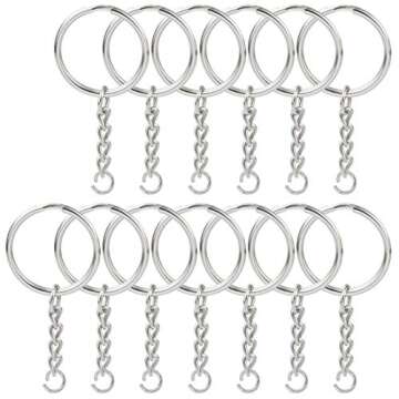Metal Split Keychain Ring Parts - 50 Durable 25mm Key Chains for DIY