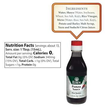 Eden Ponzu Sauce, Premium Traditional Five Flavor Umami Seasoning Made in Japan, Yuzu and Sudachi Ju...