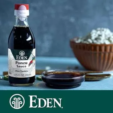 Eden Ponzu Sauce, Premium Traditional Five Flavor Umami Seasoning Made in Japan, Yuzu and Sudachi Juice, 6.75 fl oz Glass Bottle