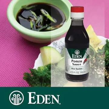 Eden Ponzu Sauce, Premium Traditional Five Flavor Umami Seasoning Made in Japan, Yuzu and Sudachi Juice, 6.75 fl oz Glass Bottle