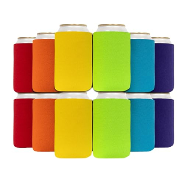 QualityPerfection Can Cooler Sleeve - 12 Pack Insulated Drink Sleeves, Vibrant Colors, Perfect for P...
